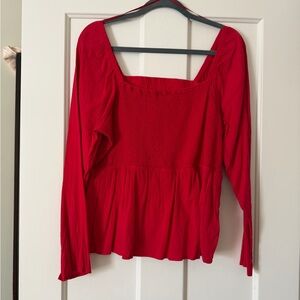 Old Navy Red Square Neck Blouse